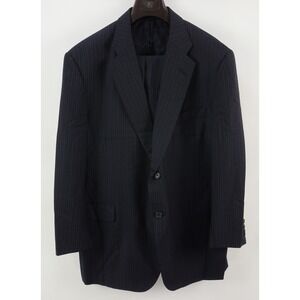 $4200 Oxxford Crest Suit 48R Jacket 43 x 29 Pant Navy Blue Striped Wool Jersey